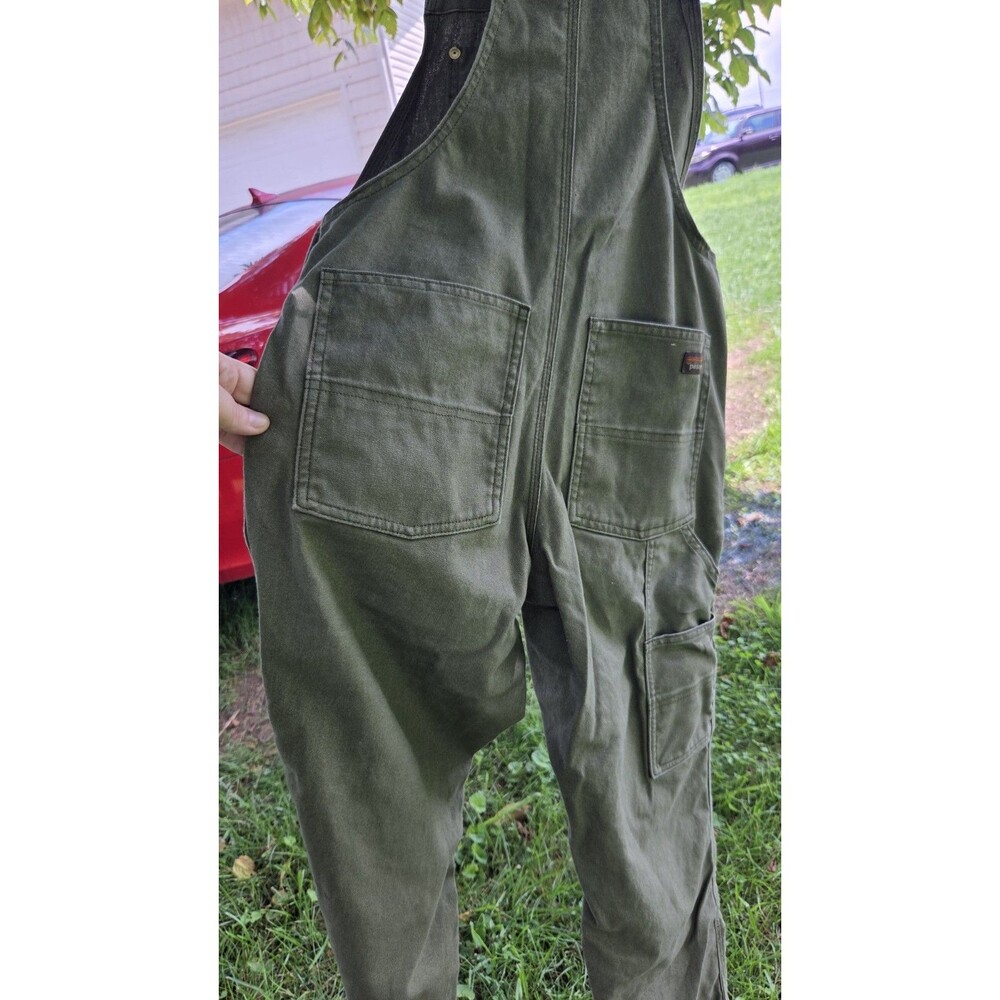 Patagonia Olive Green/army Green Bib Overalls Worn Wear Hemp Canvas - Picture 10 of 16